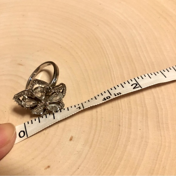 Sterling Silver Aquamarine flower ring 5 - Picture 5 of 7